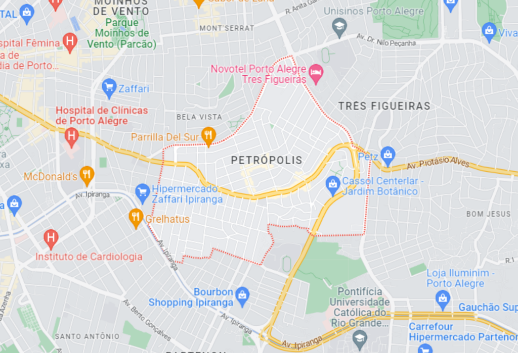 localização mapa bairro Petrópolis porto alegre