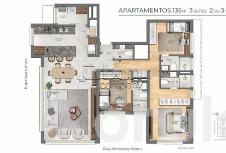 Apartamento com 135m², 3 quartos, 3 suítes, 3 vagas, no bairro Moinhos de Vento em Porto Alegre