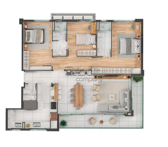 Apartamento, 3 quartos, 3 suítes, 3 vagas, no bairro Auxiliadora em Porto Alegre