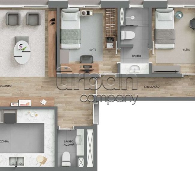 Apartamento Garden com 126m², 2 quartos, 2 suítes, 2 vagas, no bairro Moinhos de Vento em Porto Alegre